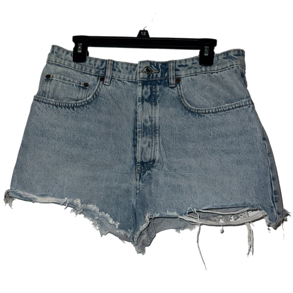 Zara - Distressed High Waisted Denim Shorts - Size 10 - Picture 2 of 5
